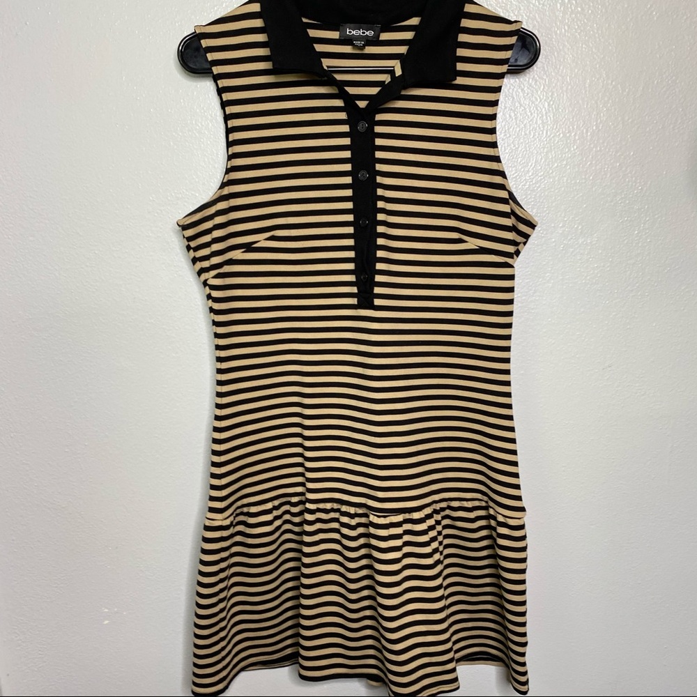 BEBE STRIPED MINI DRESS